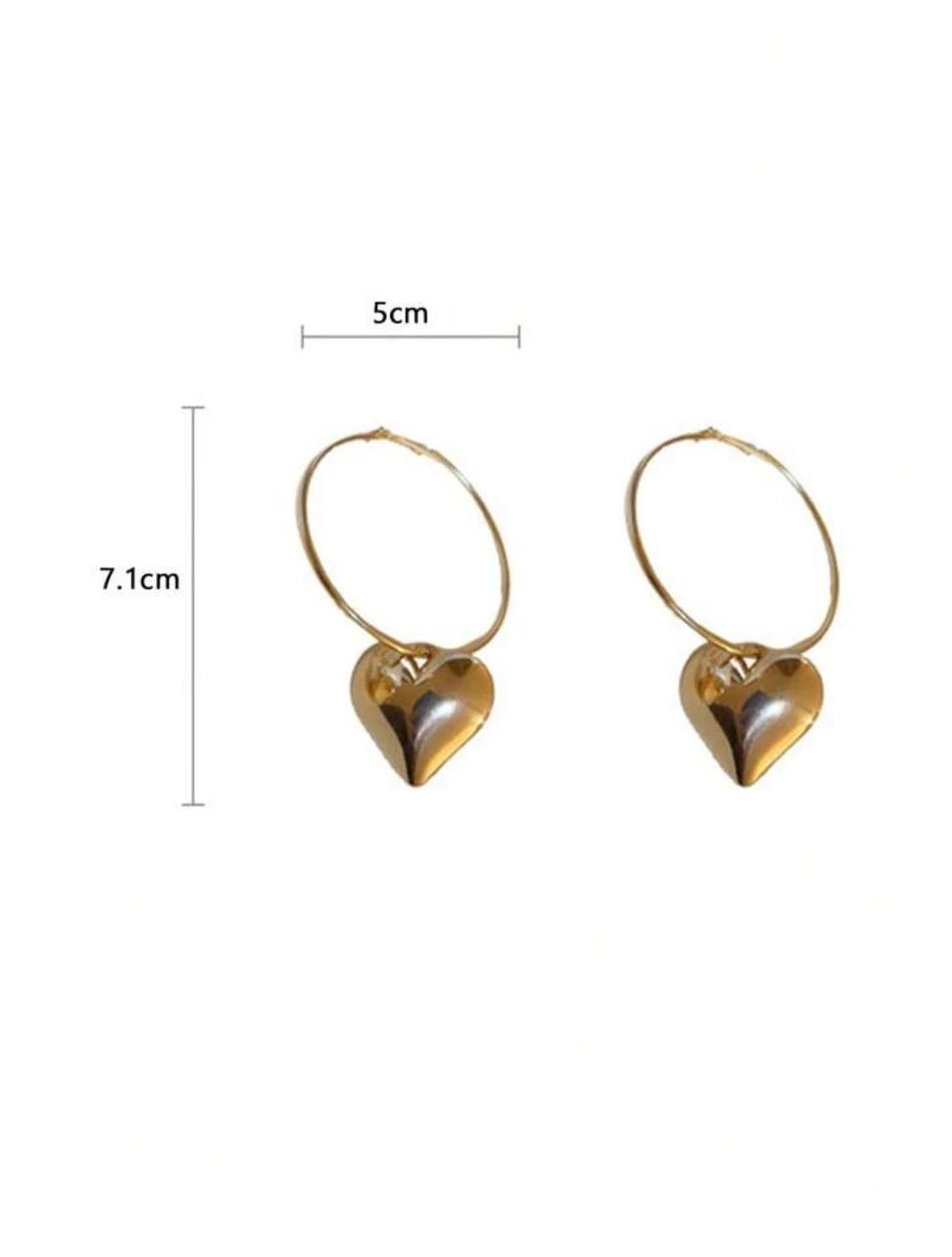 MINIMALIST EXAGGERATED BIG CIRCLE & HEART DROP EARRINGS image 3