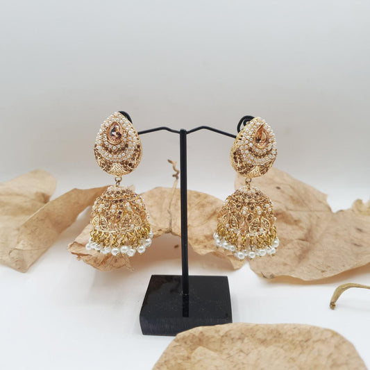 Discover timeless elegance with our Regal Pearldrop Jhumka Collection image 1