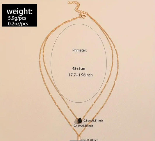 Elegant Teardrop Zirconia Pendant with Double-Layer Chain. image 1