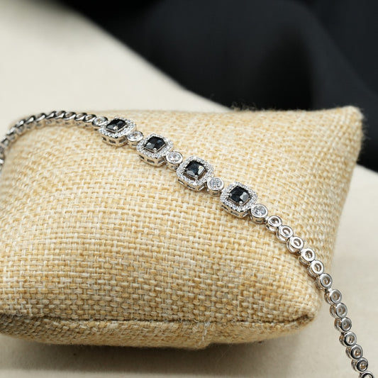 Xuping's signature style -Black Stones with Silver Setting image 1
