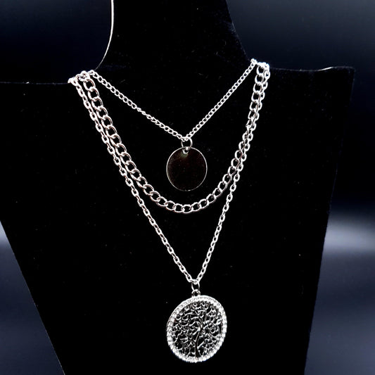 DOUBLE CHAIN SILVER PENDENT image 1
