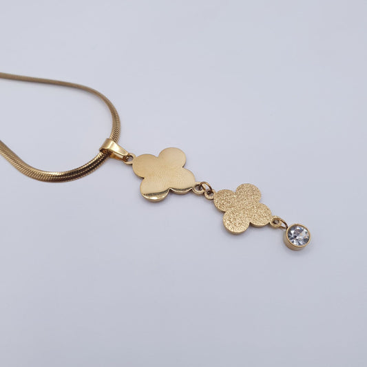 Floral Charm Stainless Steel Necklace Set image 1