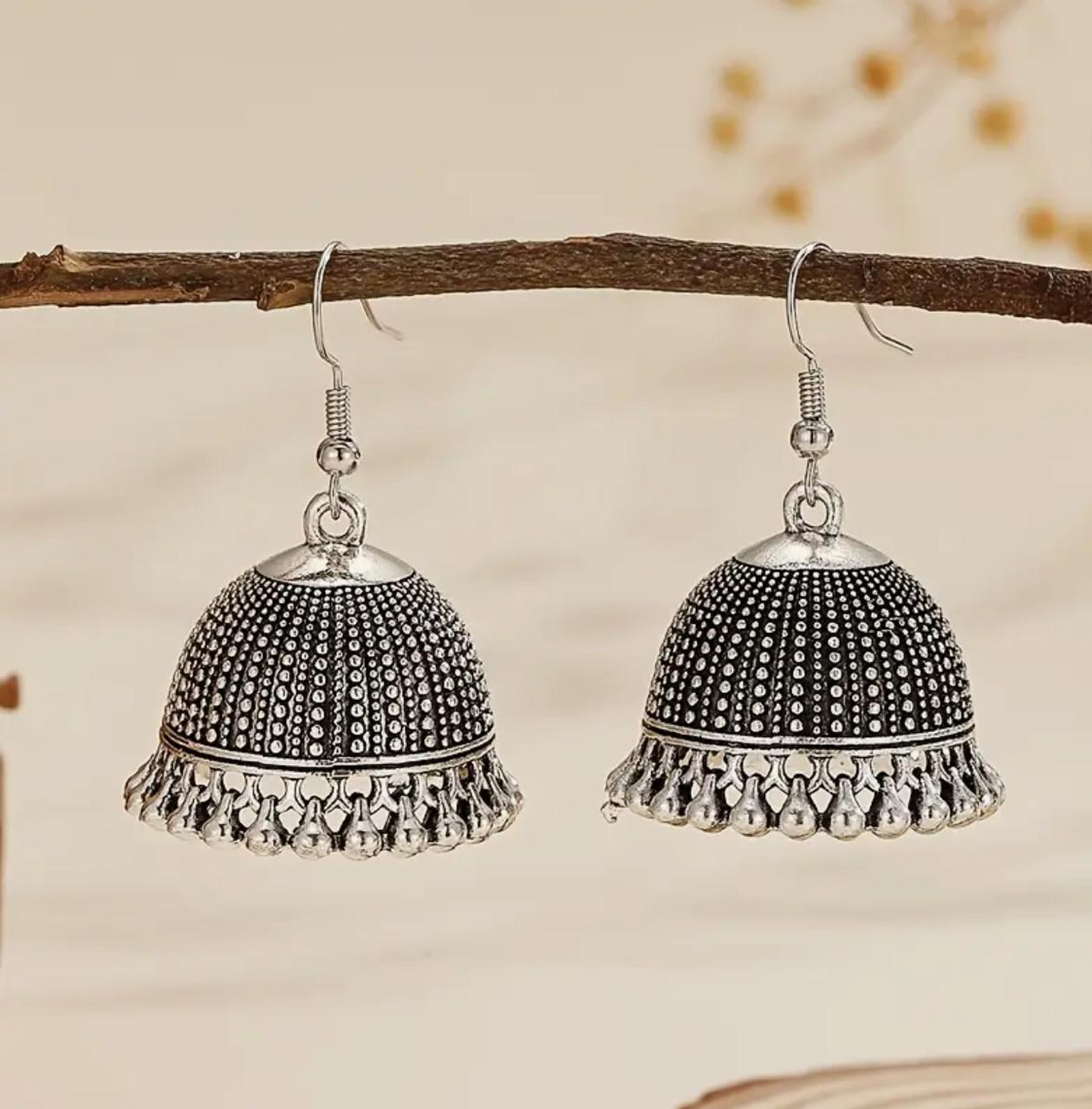 JHUMKAI Vintage-Inspired Jhumka - Golden Tassel Dangle Design, Zinc Alloy with Copper Plating, Perfect for Daily Wear image 2