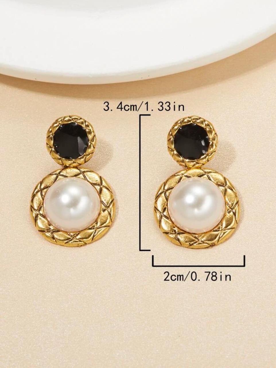 FAUX PEARL D?COR ROUND DROP EARRINGS image 6