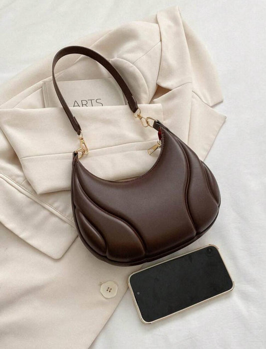 ALL MATCH TEXTURED EMBOSSED FASHION SOLID COLOR CRESCENT BAG image 0