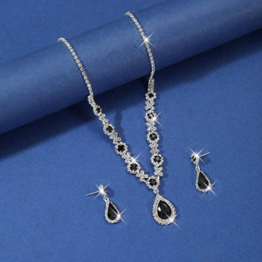 CRYSTAL WATER DROP NEKLACE SET ADDS A TOUCH OF ELEGANCE AND SOPHISTICATION TO ANY OUTFIT. image 1