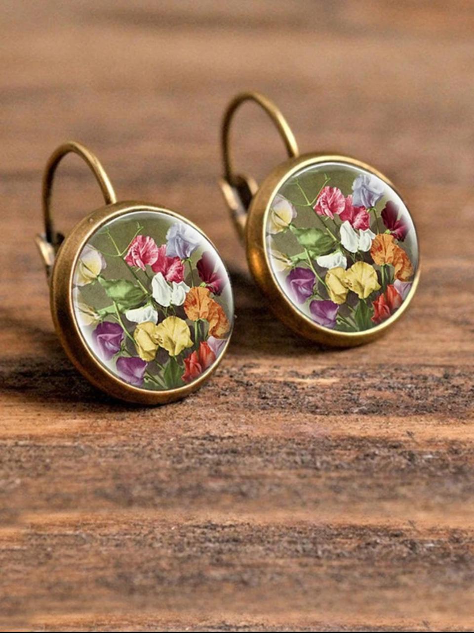 FLORAL PRINT ROUND DROP EARRINGS image 4