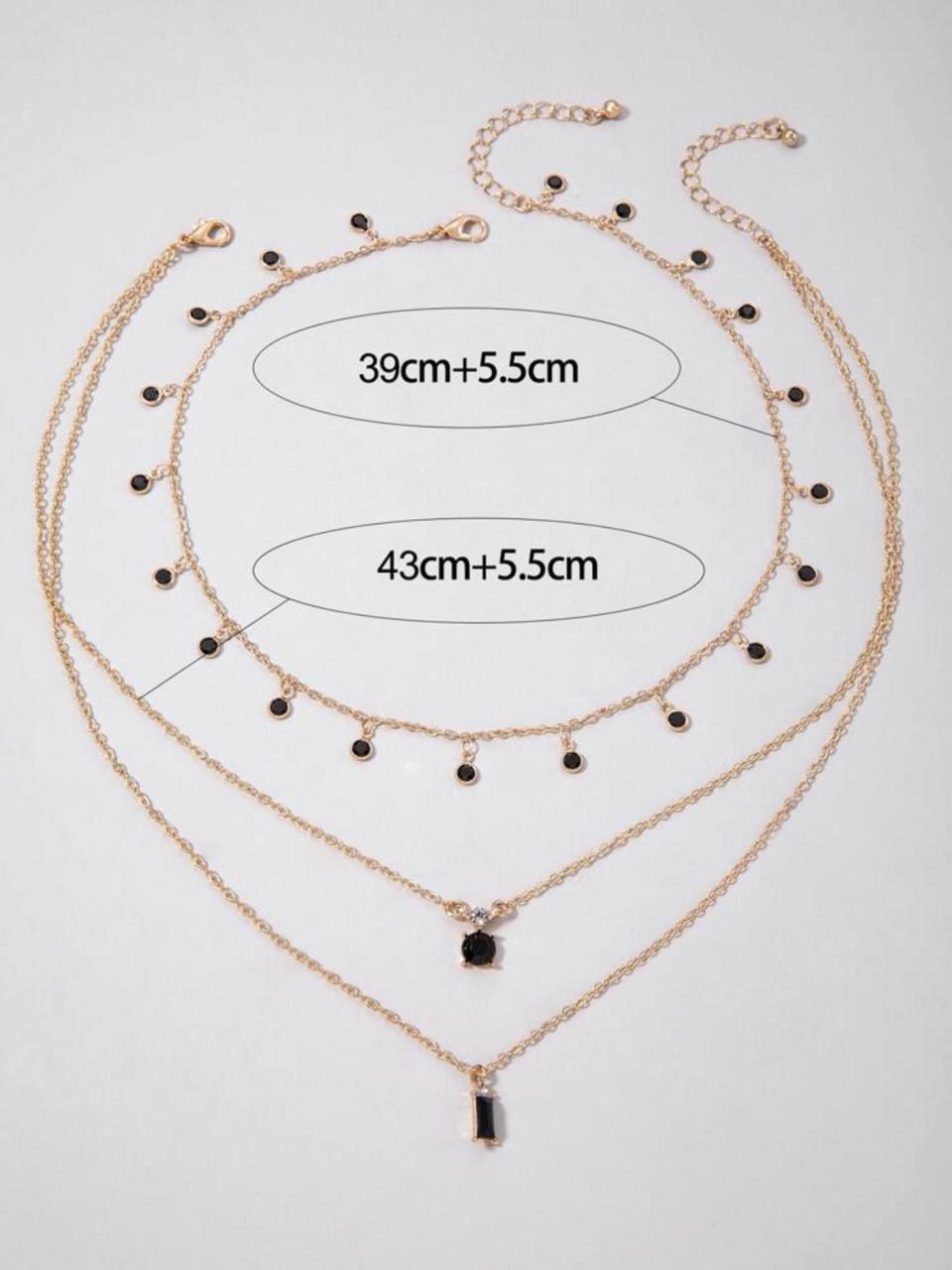 IMOLI 2-PIECE ALLOY RHINESTONE TASSEL NEKLACE MULTI LAYERED GEOMETRIC SET image 6