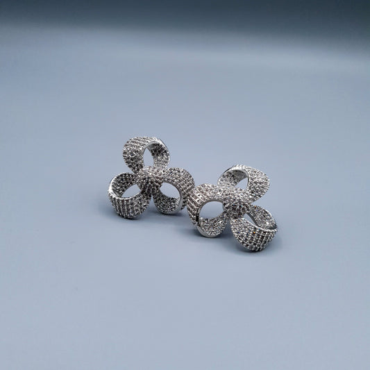 FLOWER STYLE SILVER WITH STONES (PARTY WEAR) image 1
