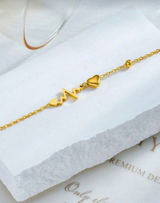 Heartbeat Love Anklet – Stainless Steel Heart Design