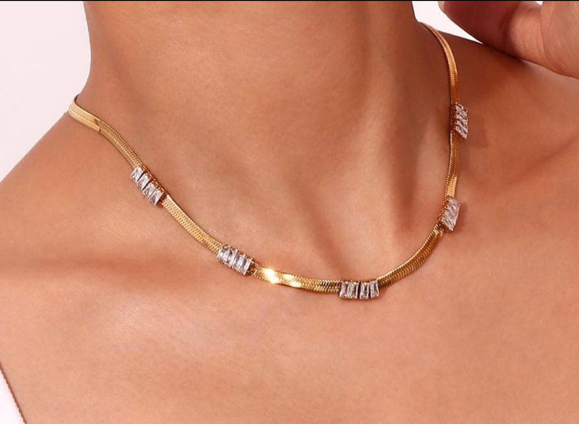 Gold & Crystal Choker Necklace