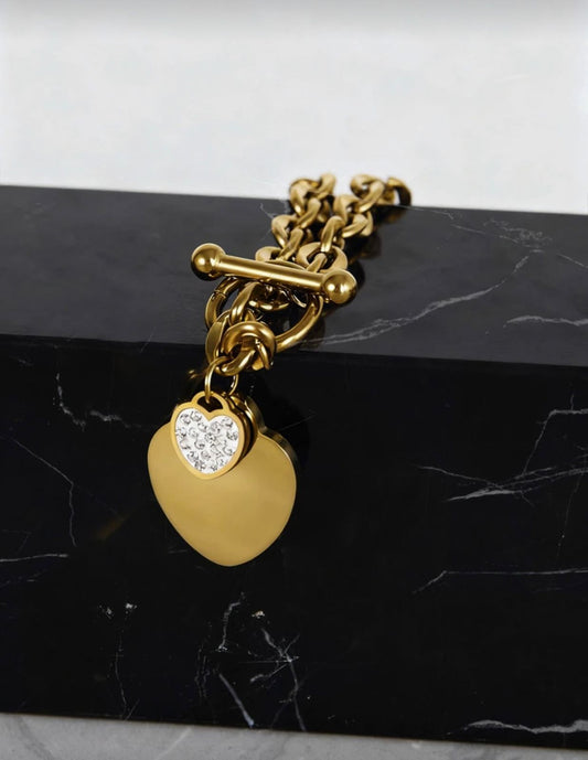 Stainless Steel Heart Charm Bracelet