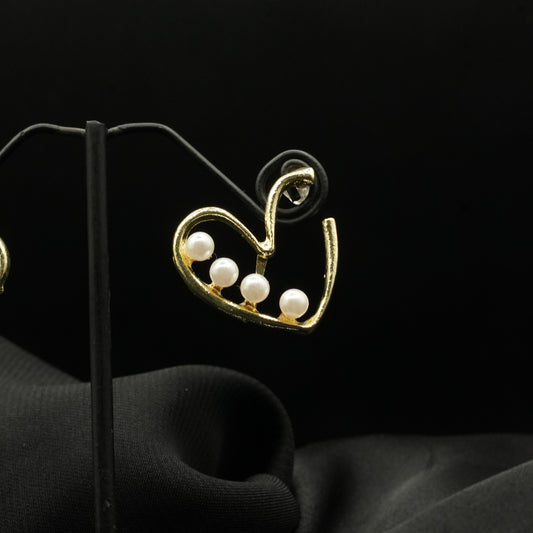 Pearl-Studded Heart Shape Earrings
