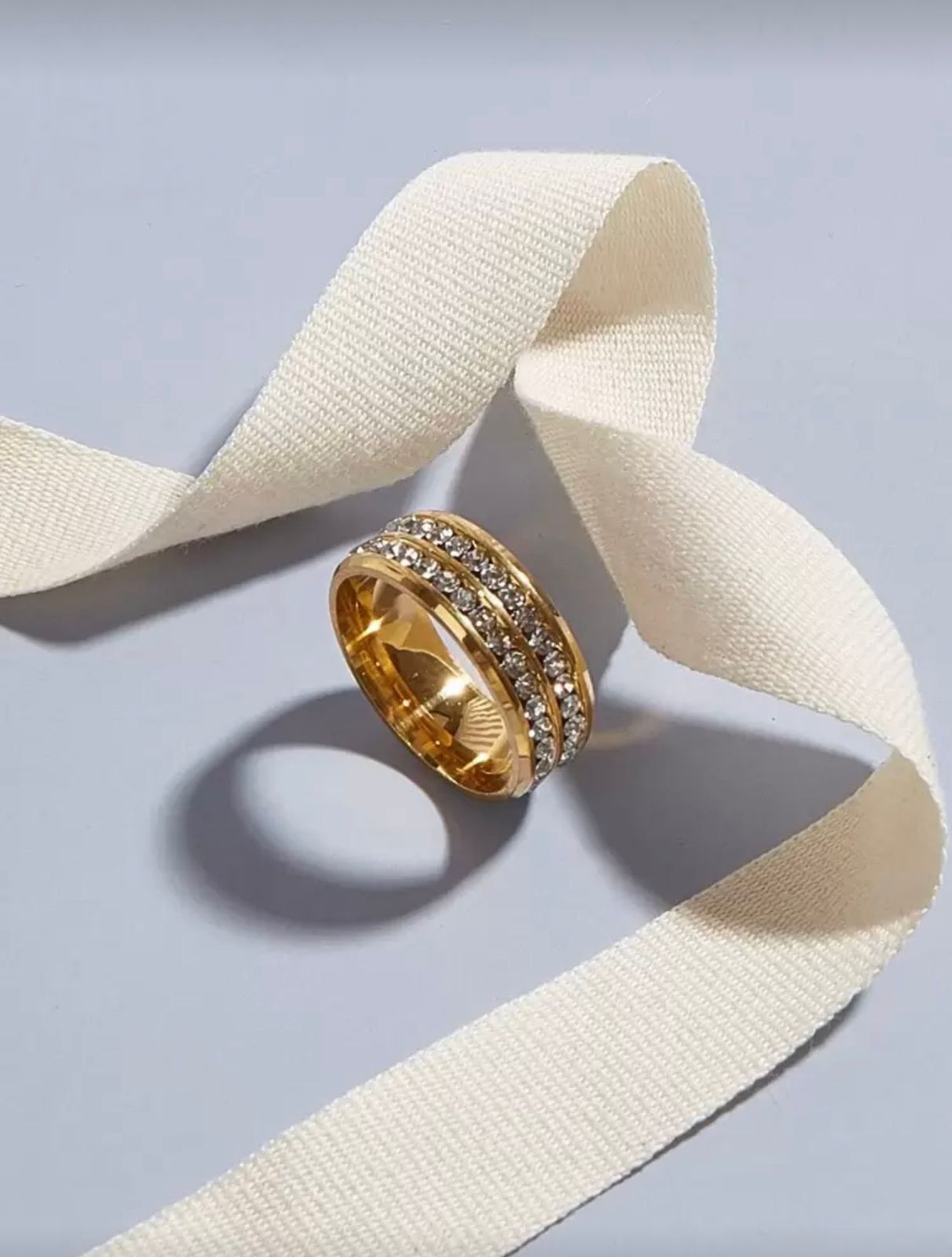 Double Row Crystal Gold Ring