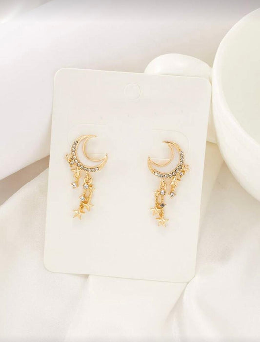Celestial Moon & Star Drop Earring