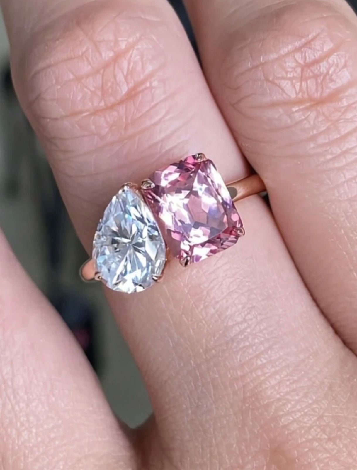 Premium Cubic Zirconia Two-Stone Ring