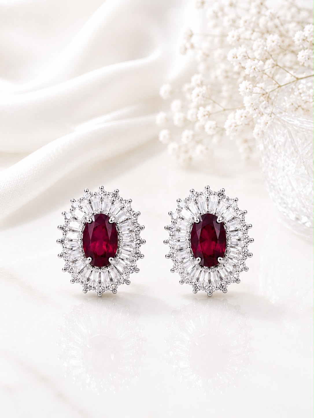 Royal Ruby Halo Stud