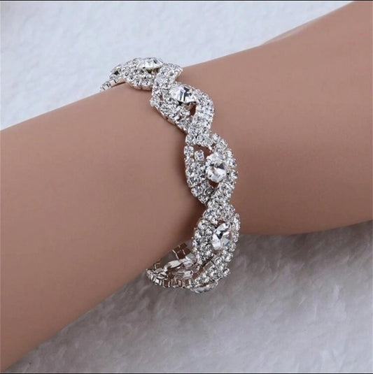 Elegant Luxury Austrian Crystal Infinity Rhinestone Bracelet image 1