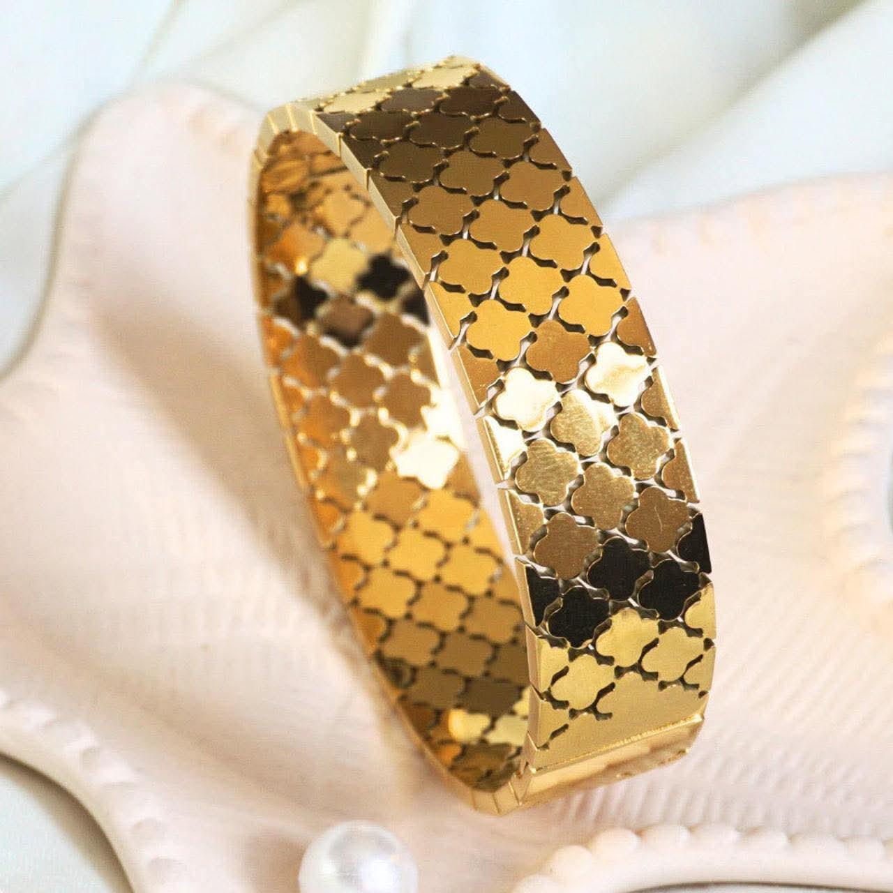 Geometric Gold-Tone Stainless Steel Bracelet image 1