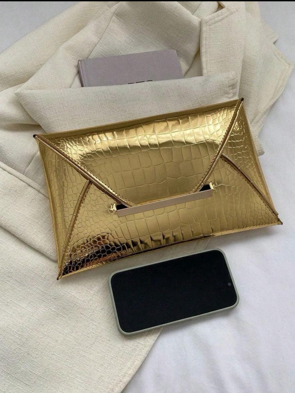 Crocodile & snake print PU envelope clutch image 8