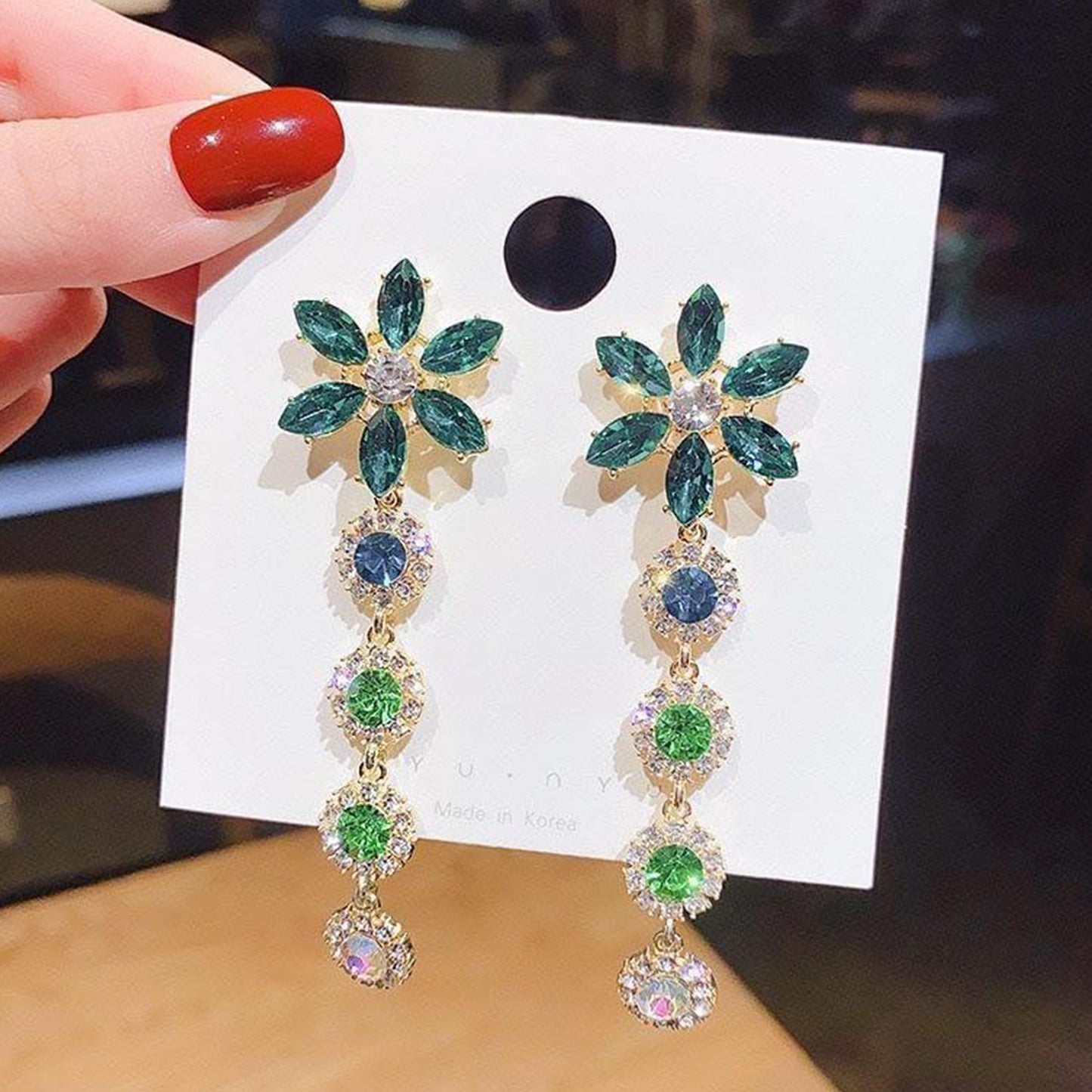 FLOWER LAYER DROP EAR RING image 2