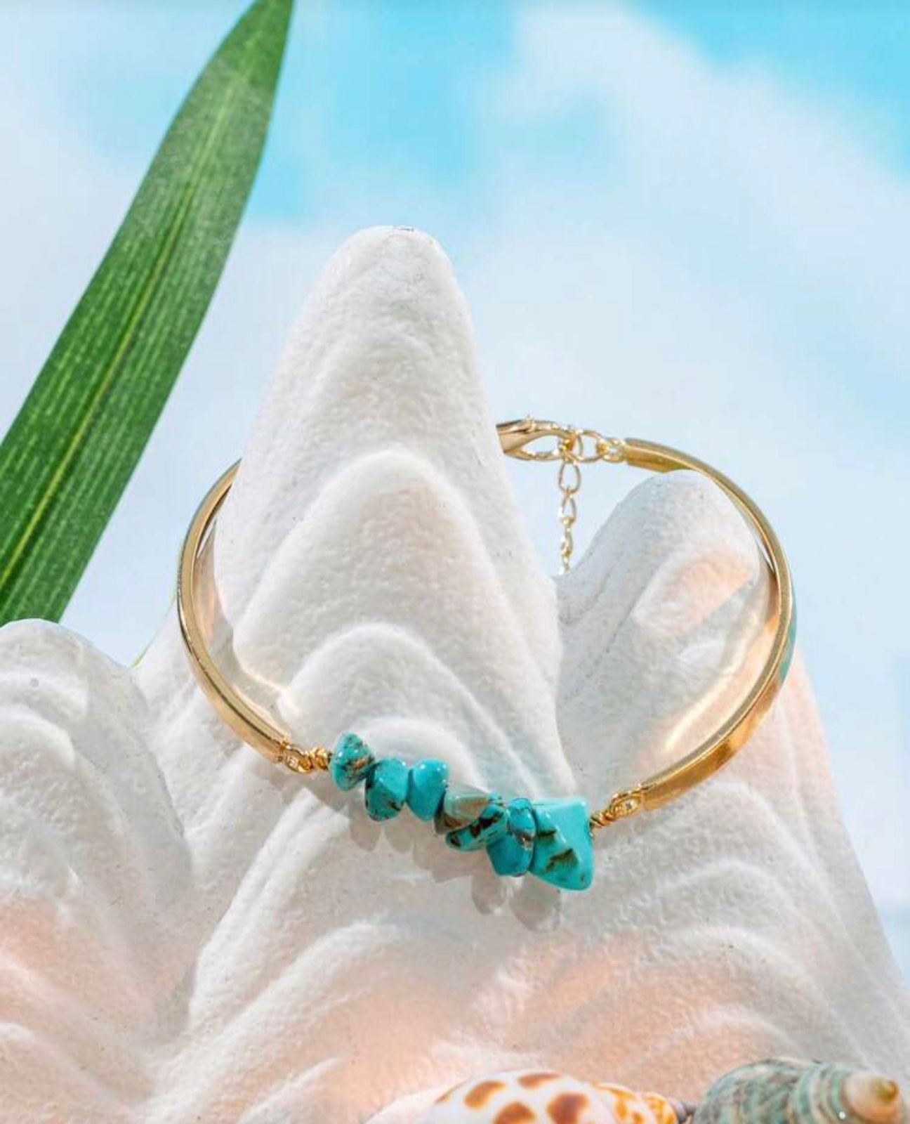 Nooxian 1pc Natural Turquoise Twisted Bangle Bracelet image 5