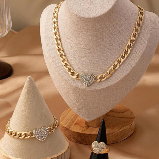 GEOMETRIC HEART DIAMOND NEKLACE SET image 1