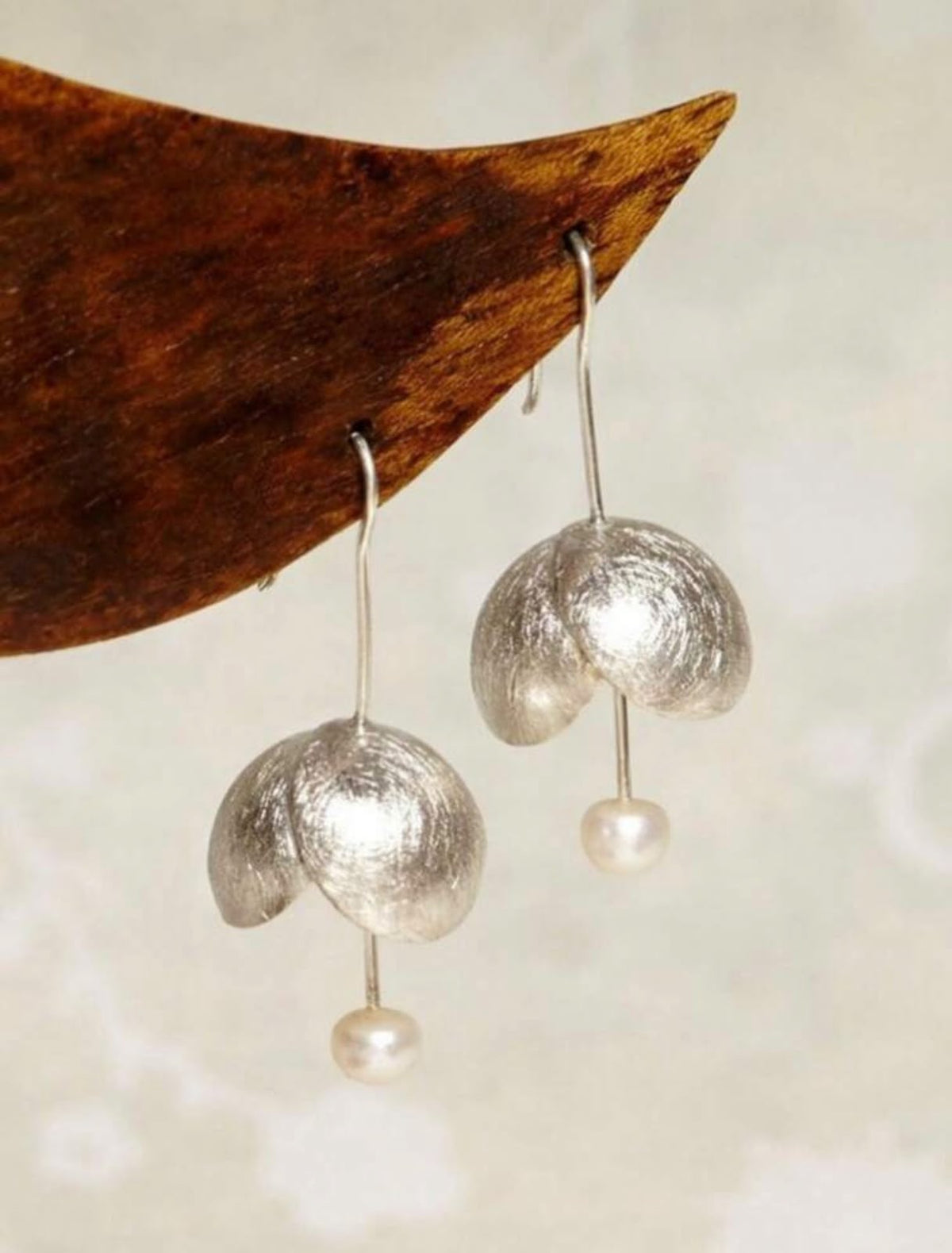 Silver Dome Pearl Drop