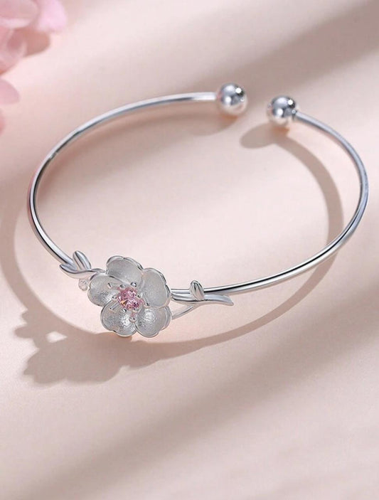 CHIC FLORAL DESIGN BRACELET WITH RHINESTONE ACCENTS image 1