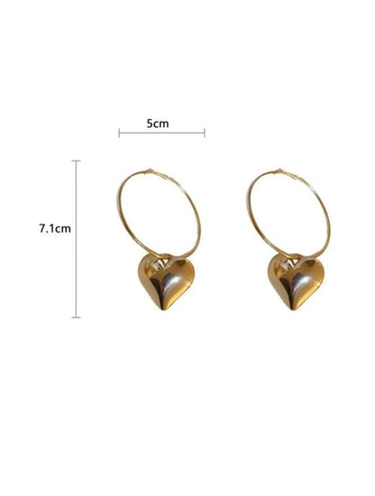 MINIMALIST EXAGGERATED BIG CIRCLE & HEART DROP EARRINGS image 3
