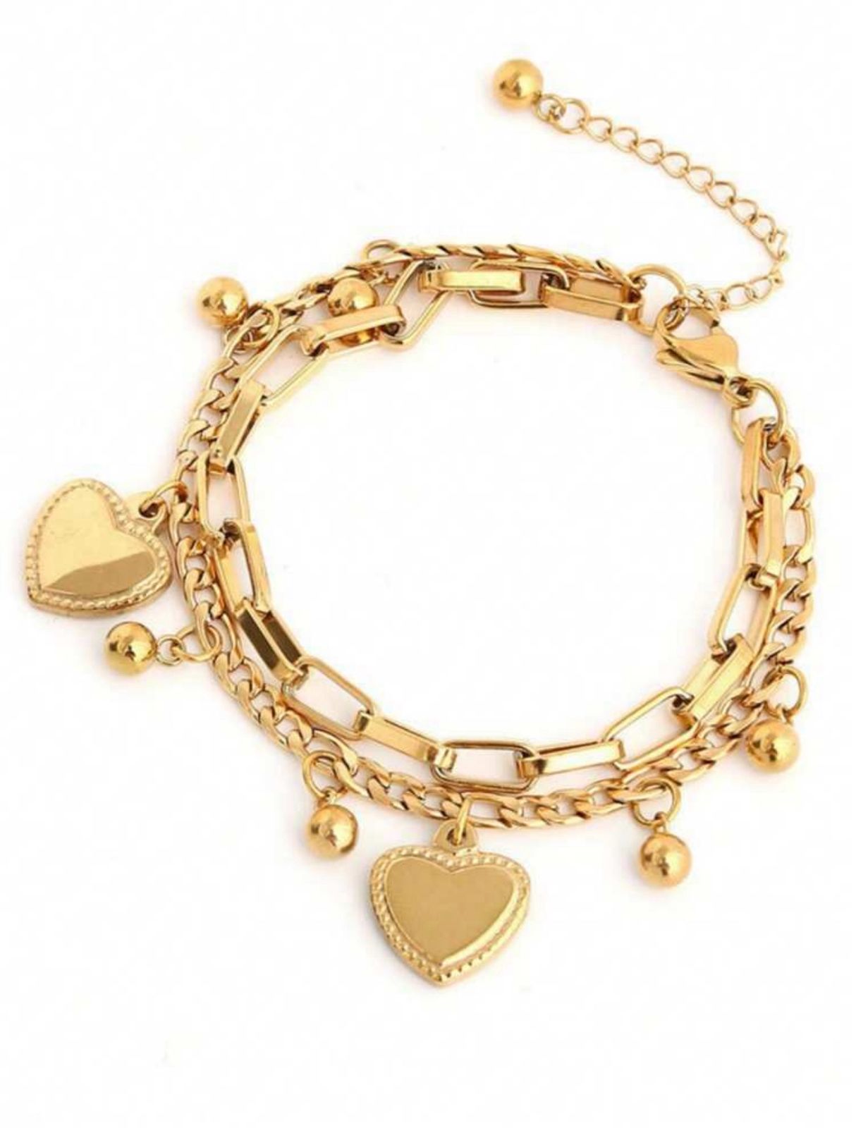 Fashion European Style Double-Layer Heart Pendant Chain Bracelet image 1