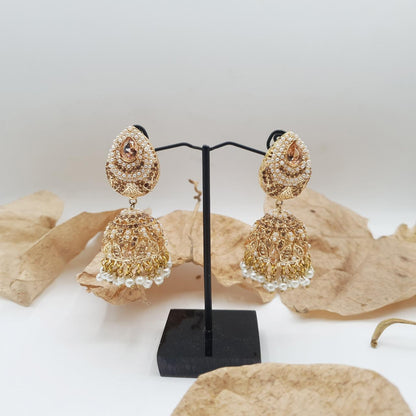 Discover timeless elegance with our Regal Pearldrop Jhumka Collection image 1