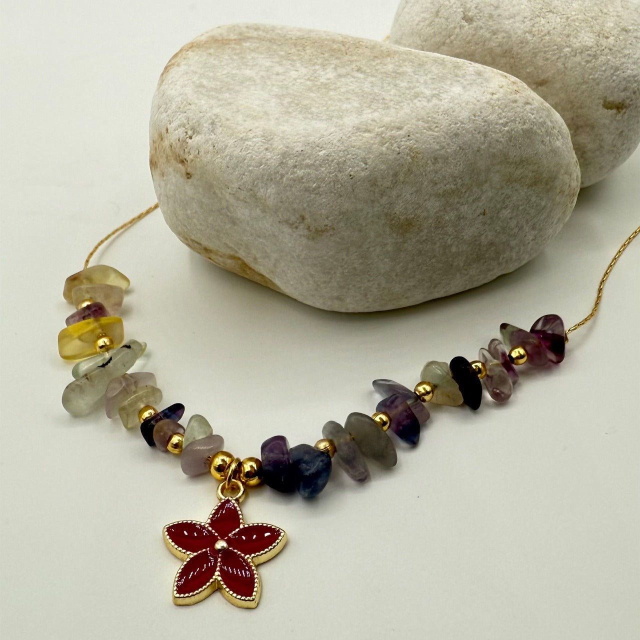 Elegant Multicolor Natural Gemstone Chip Bead Necklace image 0