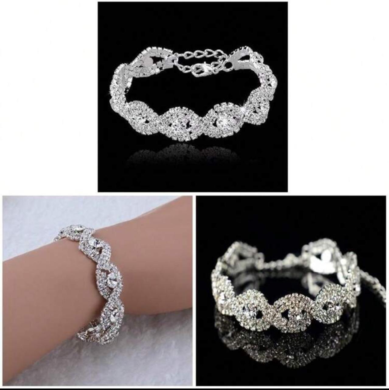 Elegant Luxury Austrian Crystal Infinity Rhinestone Bracelet image 3