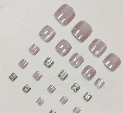24pcs of New Ice Transparent Pink Wearable Toe Nail image 1