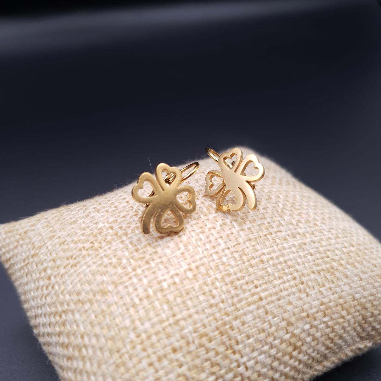 Gold Clover Hoop Earrings – Symbol of Luck & Elegance image 0