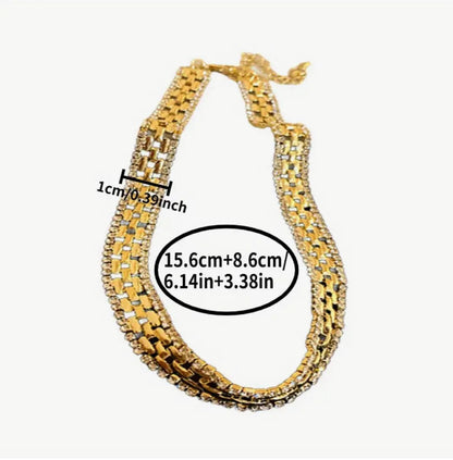 Elegant Luxury Square Cuff Bracelet with Rhinestone Accents & Alloy Chain Design for Parties, Weddings & Formal Events image 1