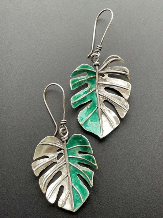 Bohemian Green Coconut Leaf Earrings image 1