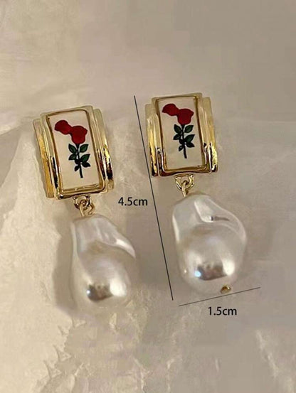 RECTANGLE & FAUX PEARL DROP image 3