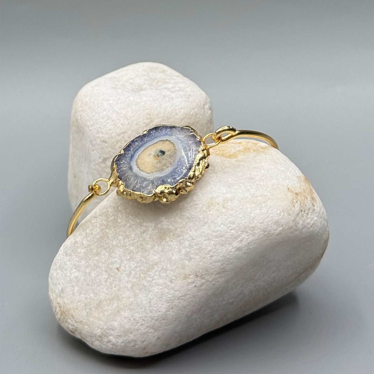 Adjustable Boho-Chic Natural Crystal Flower Bangle image 14