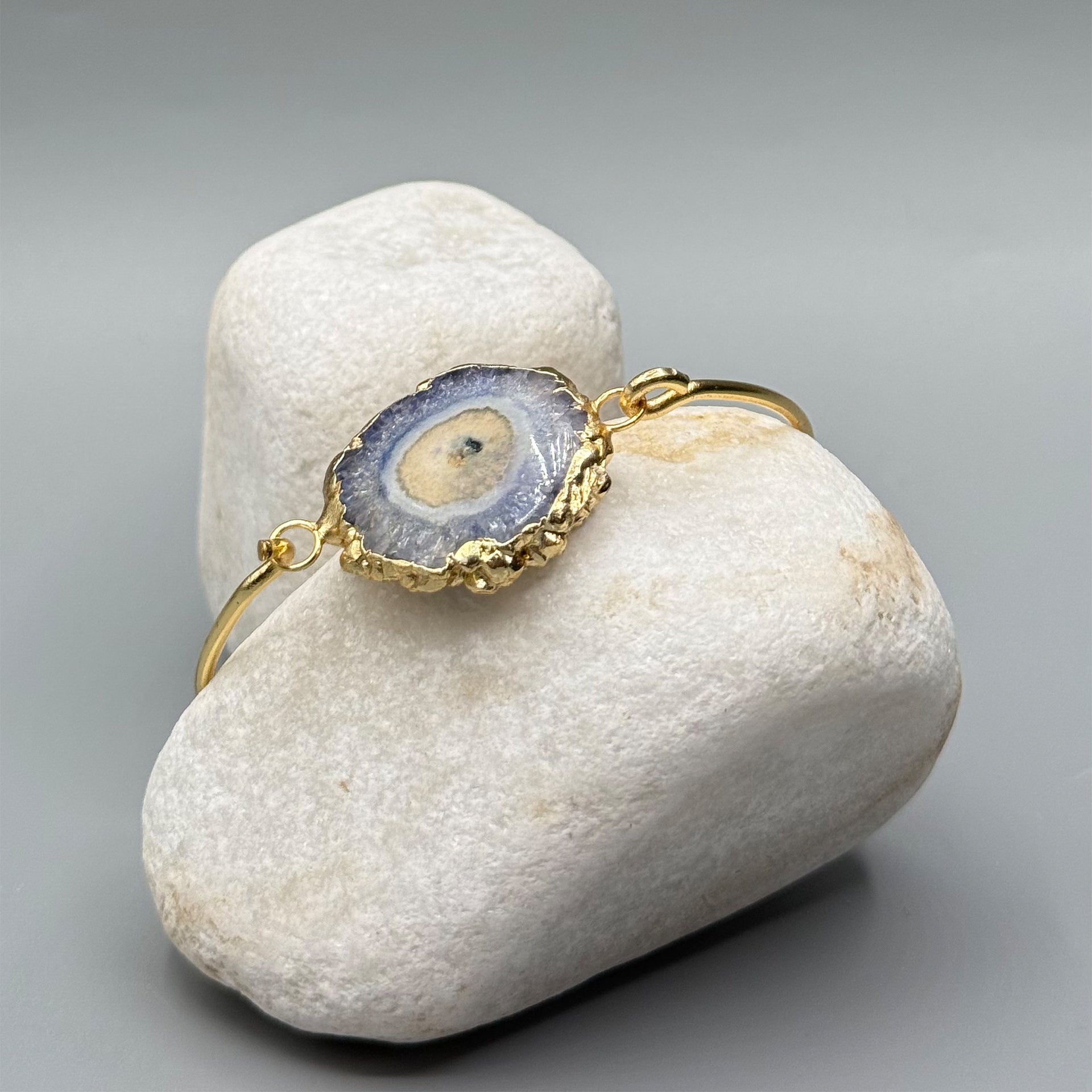 Adjustable Boho-Chic Natural Crystal Flower Bangle image 14