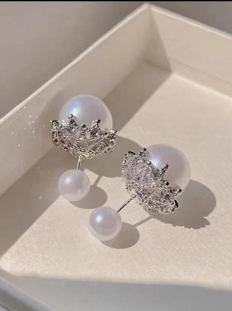 Smooth & Round Cultured Faux Stud With Little Gem image 1