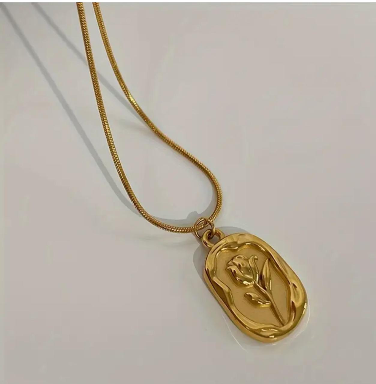 A Special Gift Elegant Simple Rose Tulip Pendant Necklace image 2