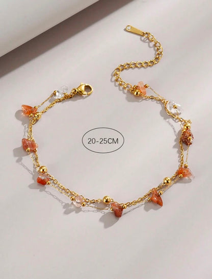 Sunlit Amber Charm Anklet