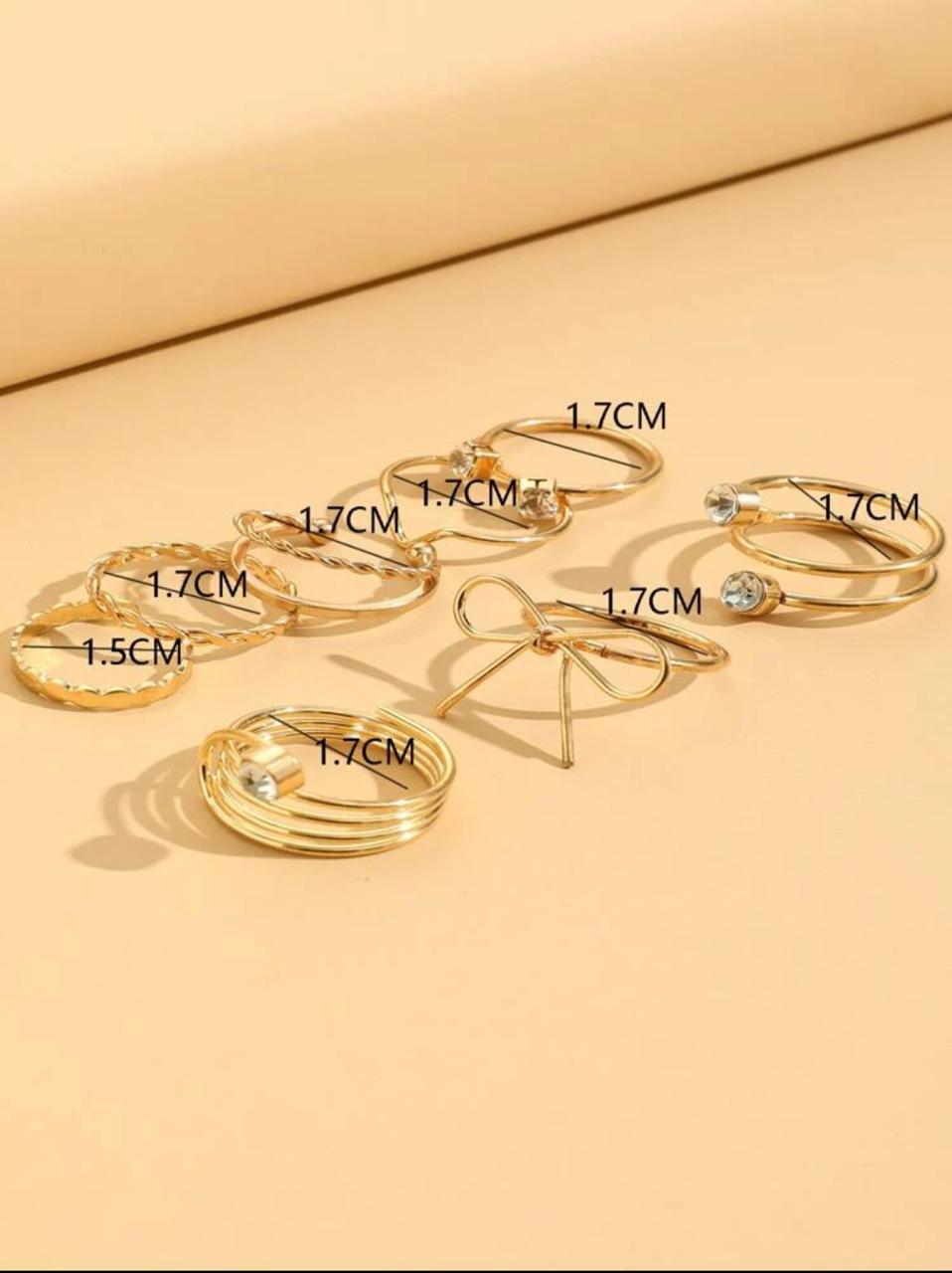 8pcs Bow & Rhinestone Decor Ring image 3