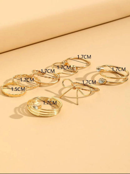 8pcs Bow & Rhinestone Decor Ring image 3