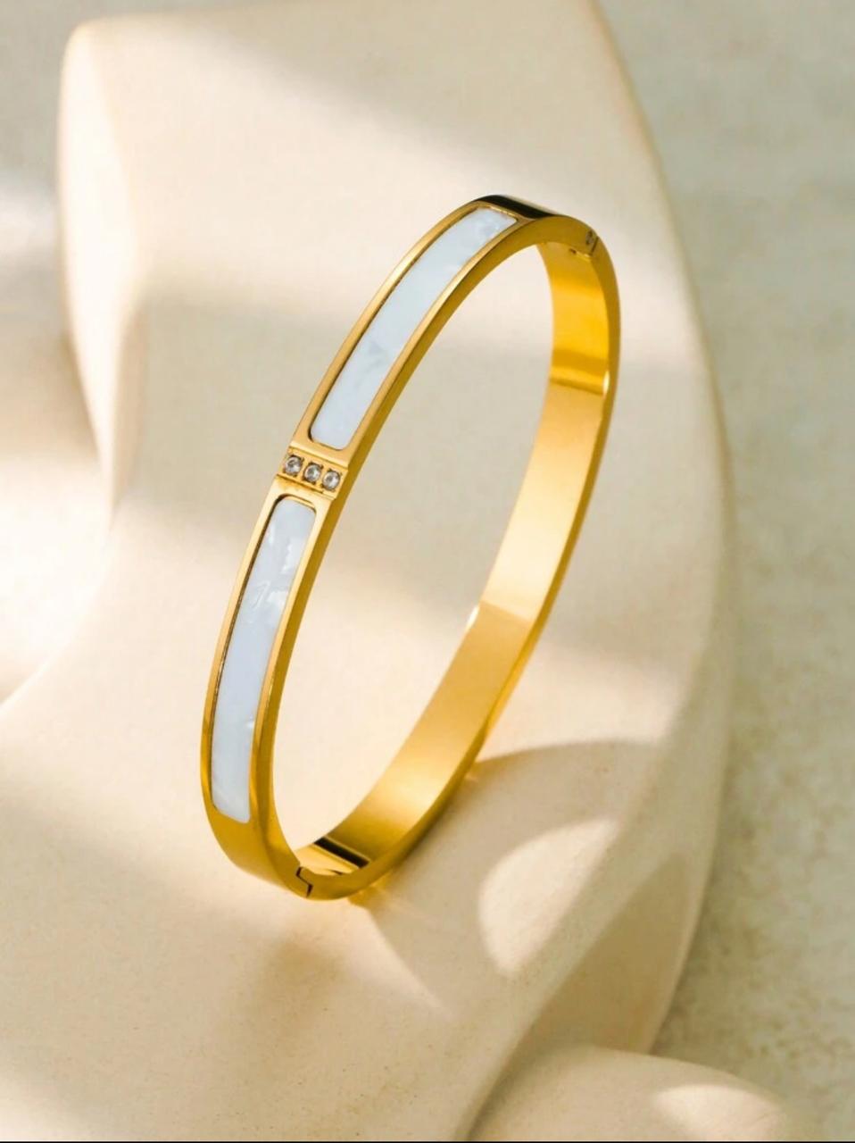 Simple Stylish Stainless Steel Enamel Bracelet Zirconia Inlay image 2