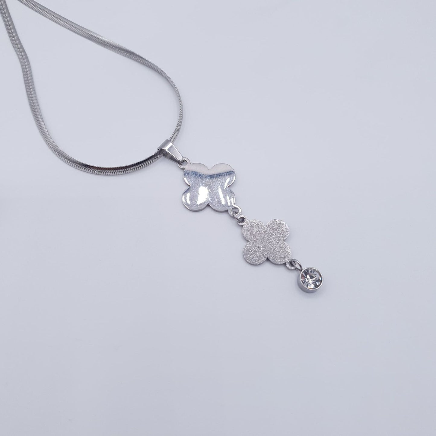 Floral Charm Stainless Steel Necklace Set image 6