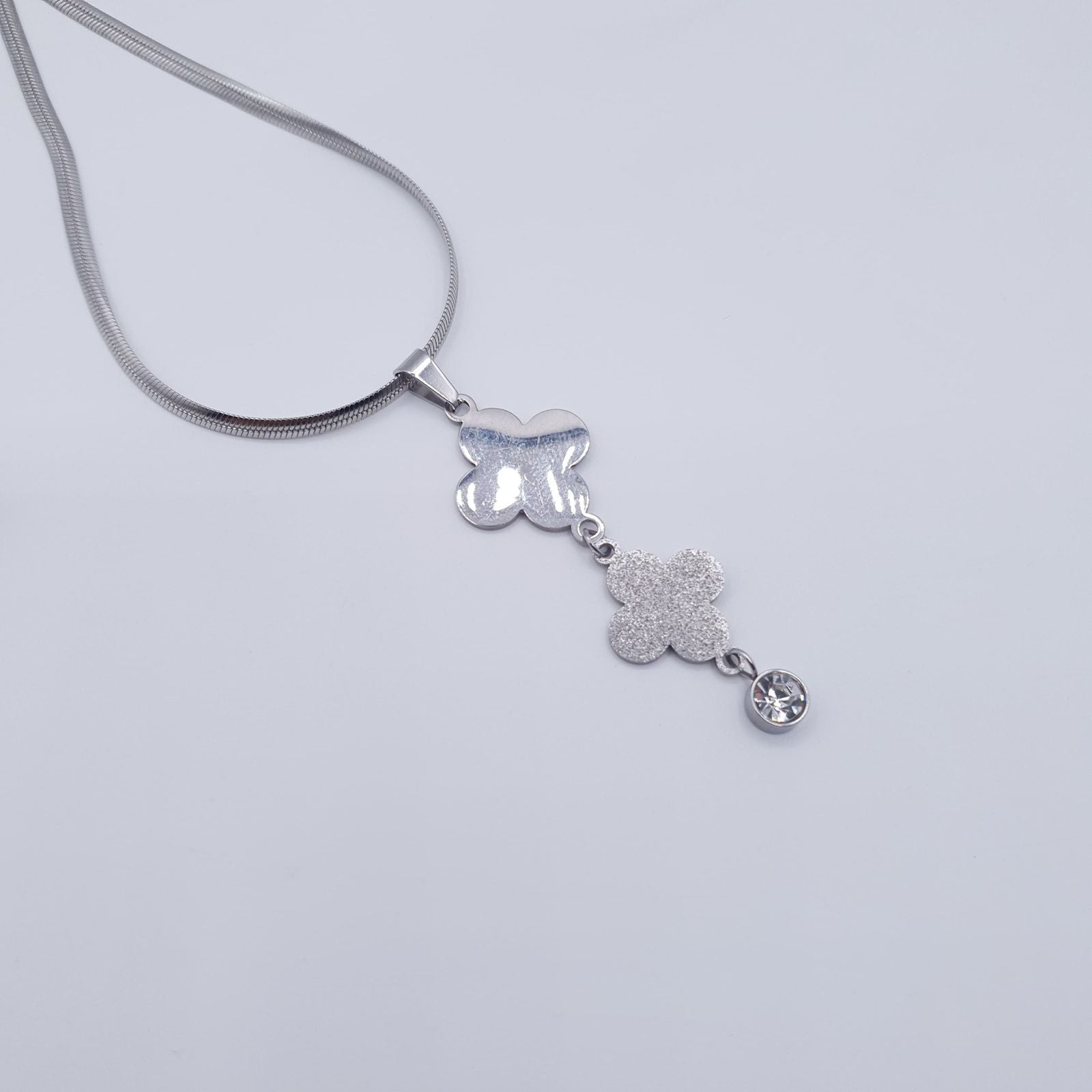 Floral Charm Stainless Steel Necklace Set image 6