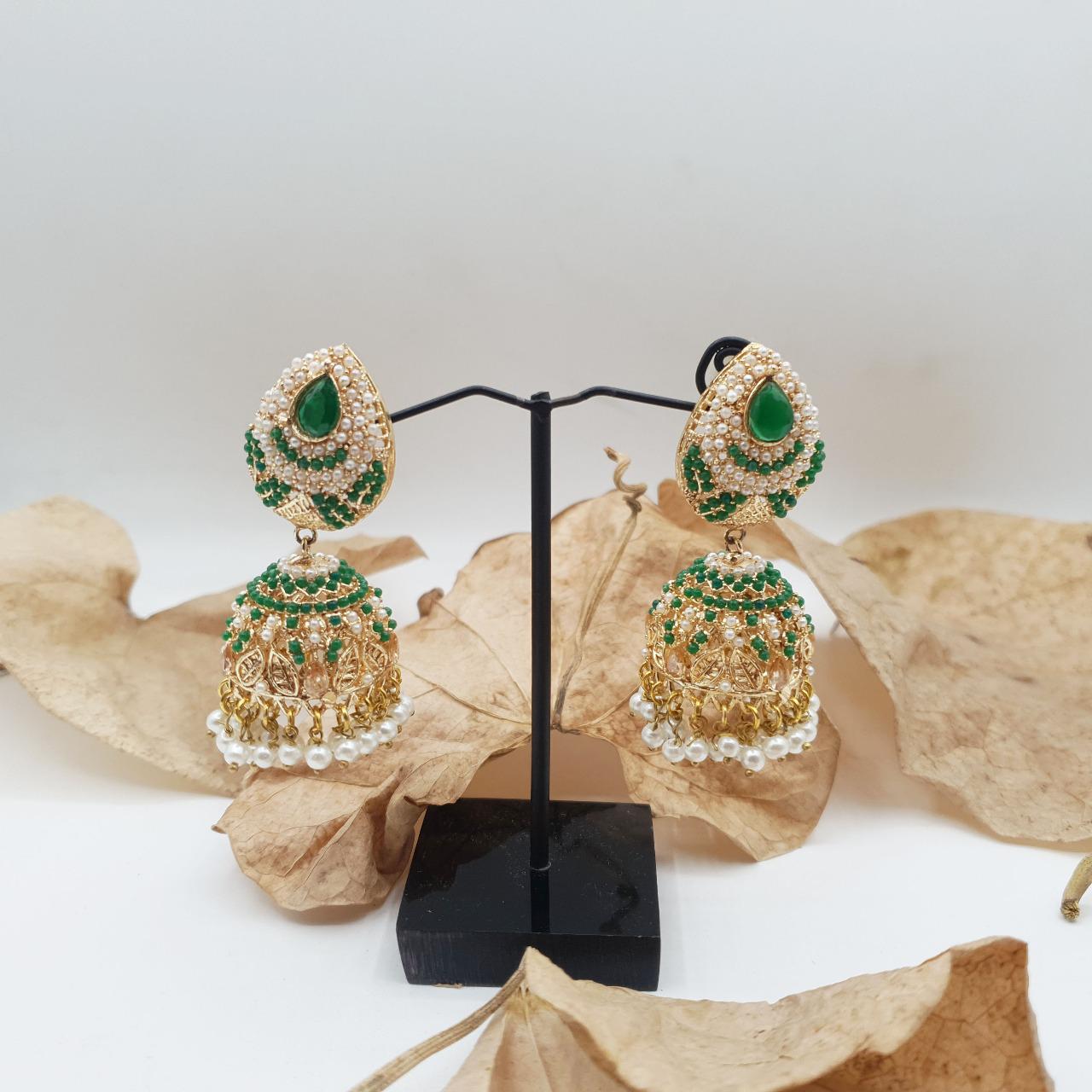Discover timeless elegance with our Regal Pearldrop Jhumka Collection image 12